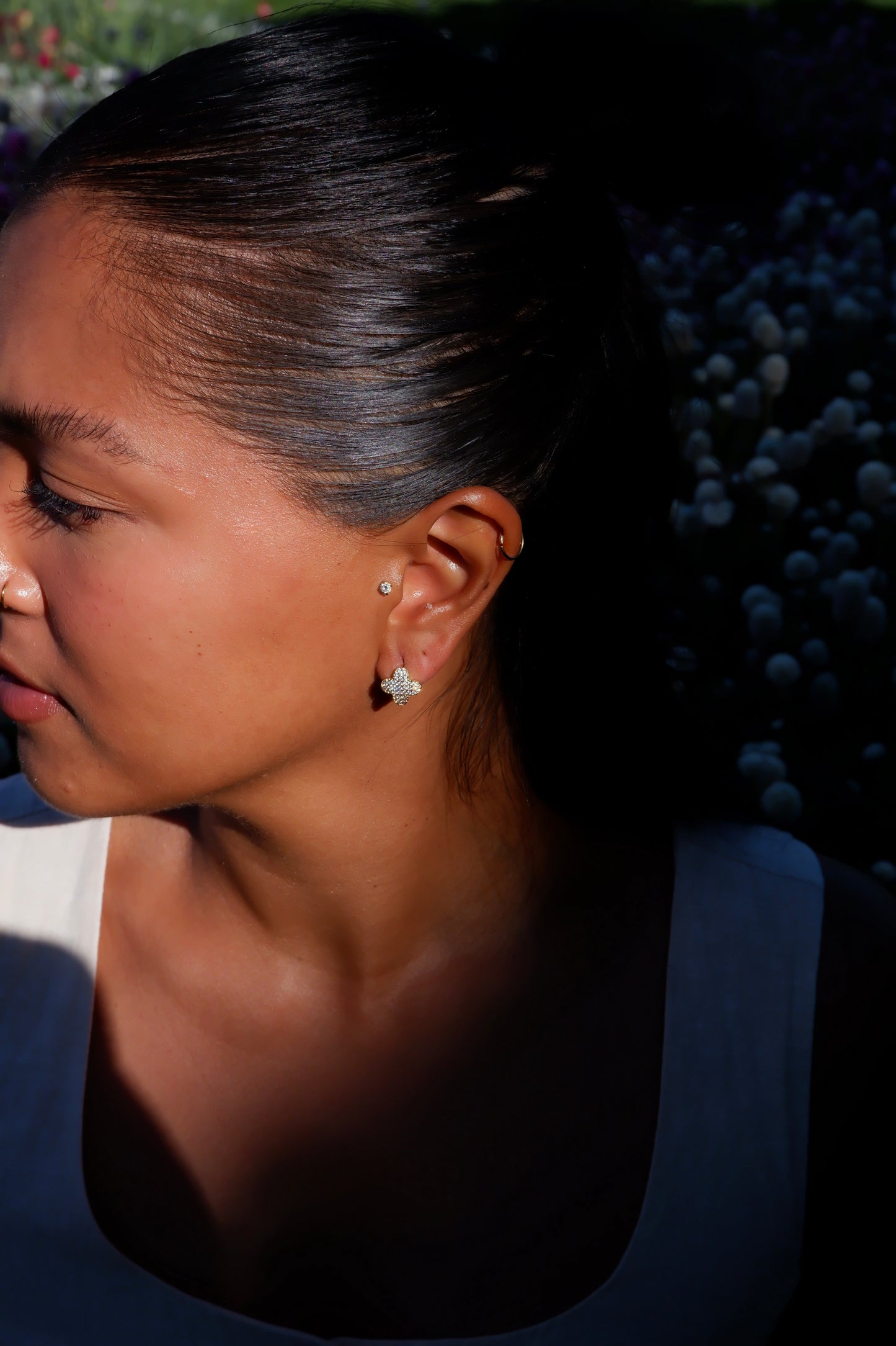 Celeste sparkle huggie earrings