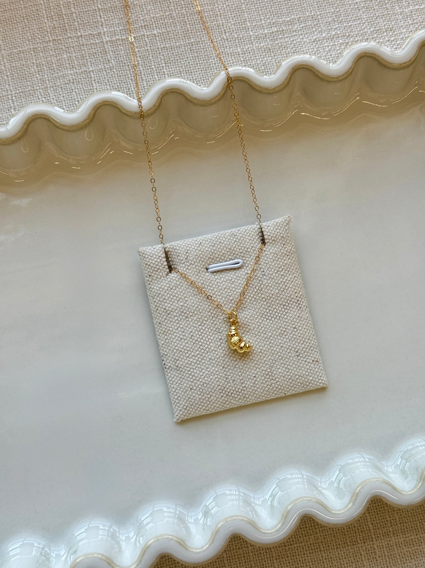 Mini french croissant necklace