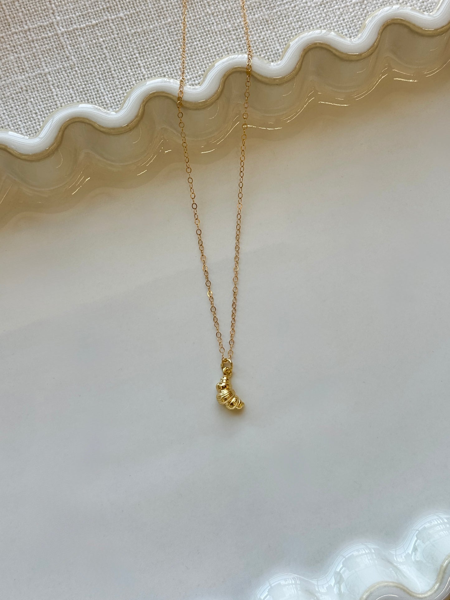 Mini french croissant necklace