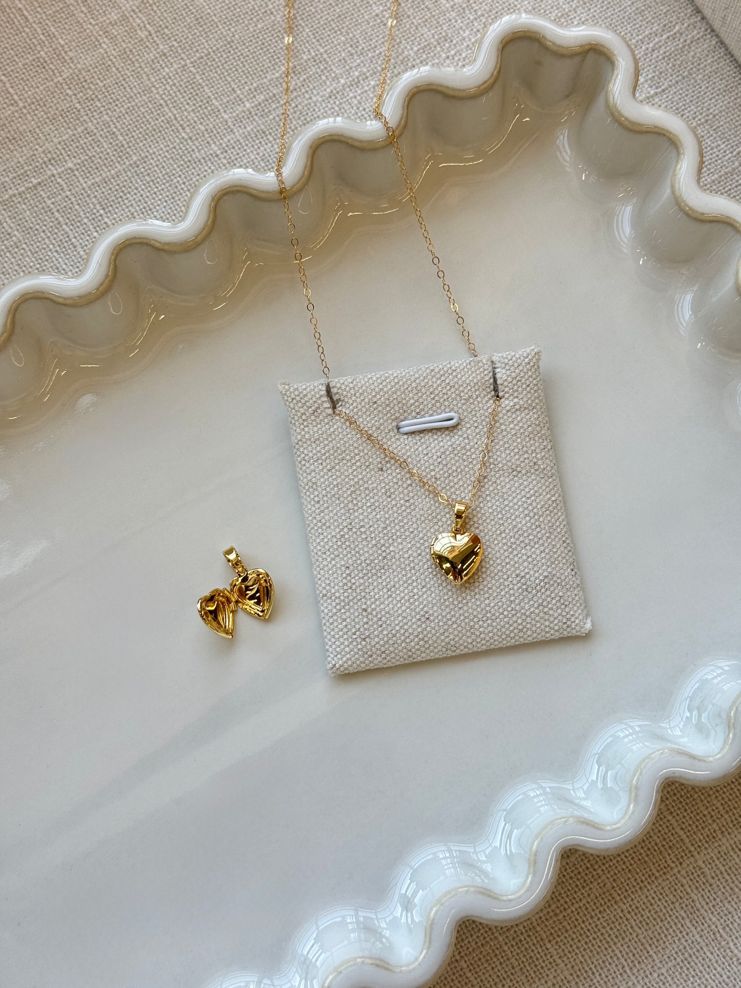 Puffy heart locket necklace