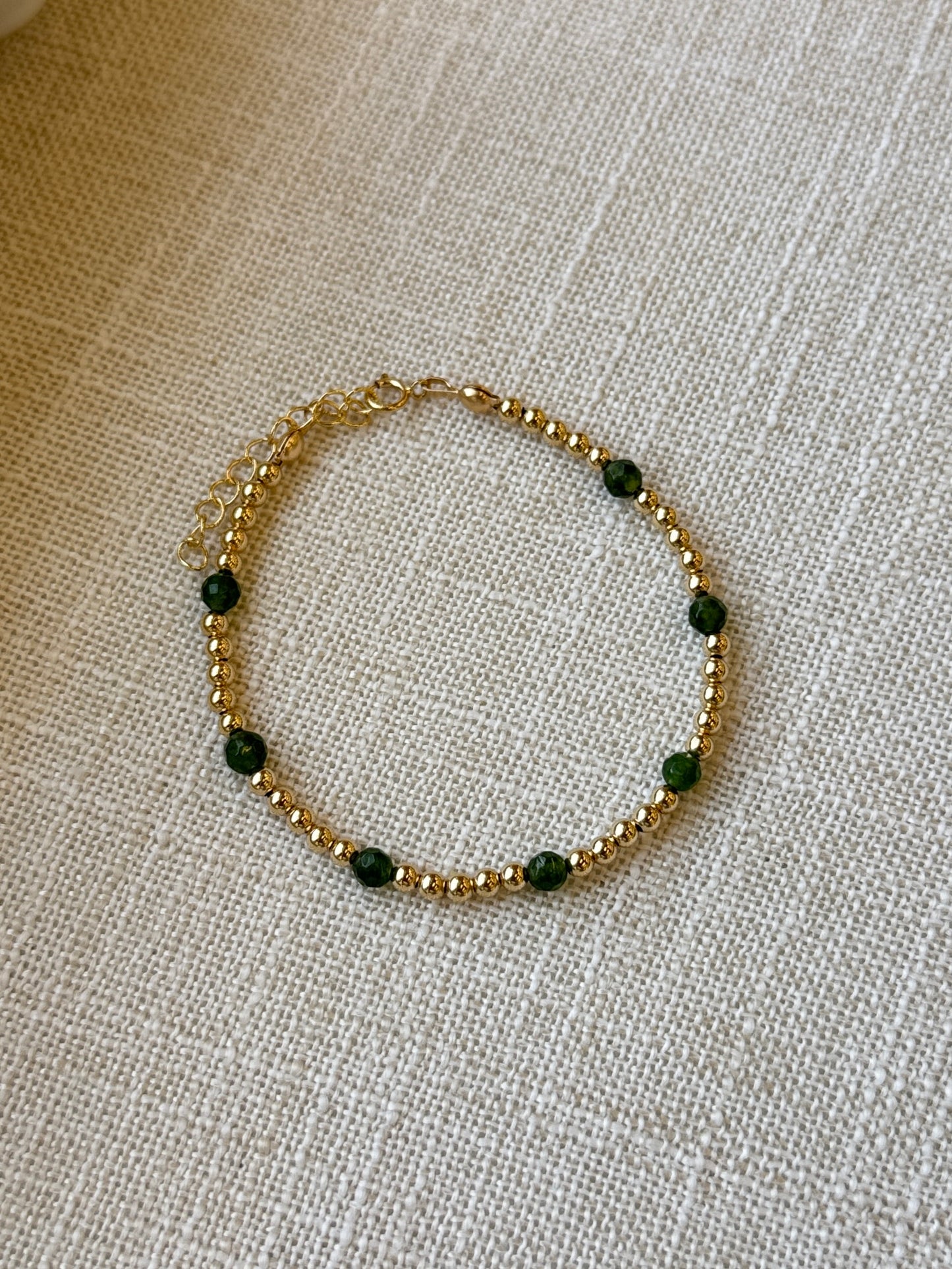 Isolde gemstone gold beaded bracelet