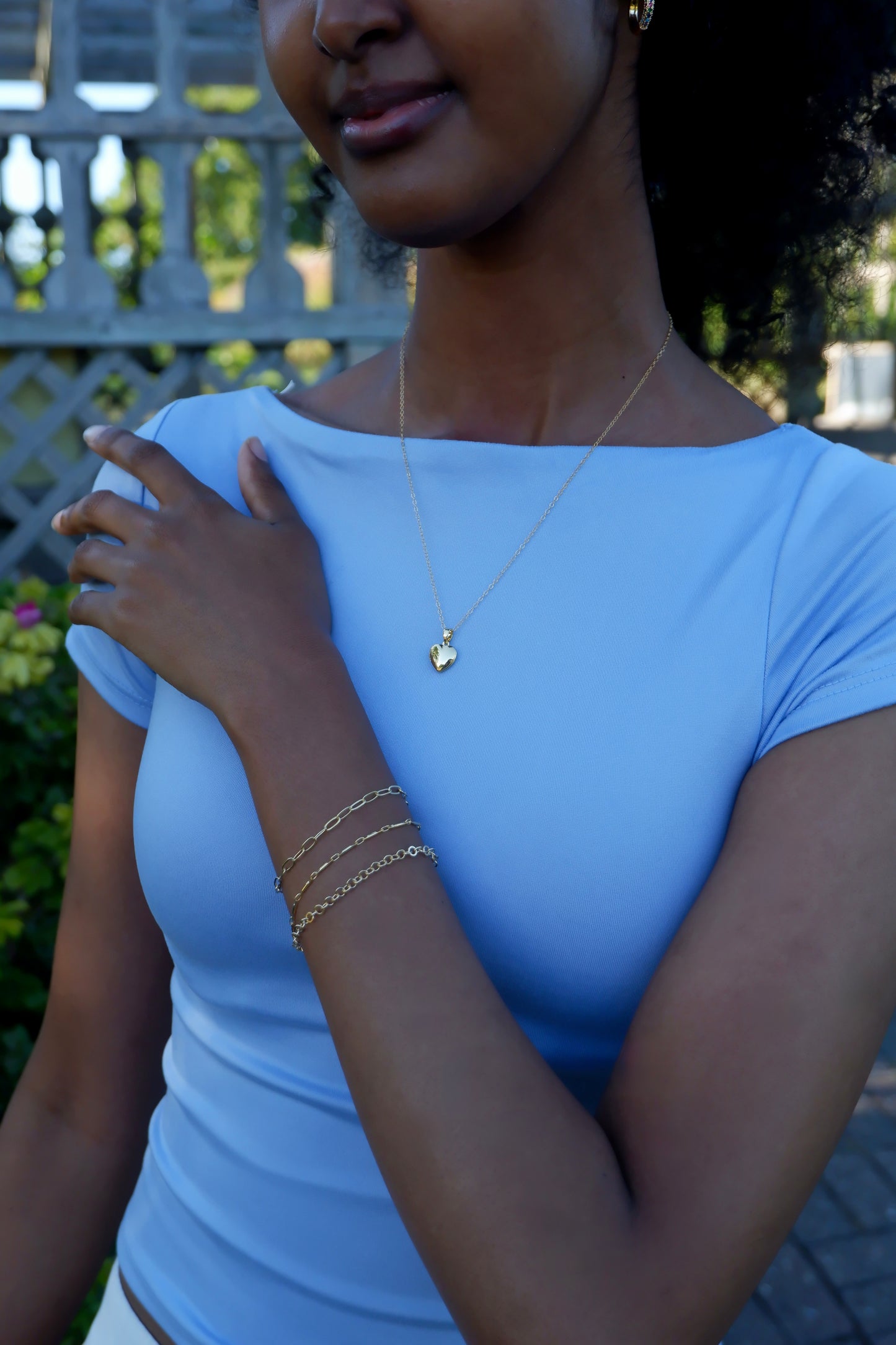 Puffy heart locket necklace