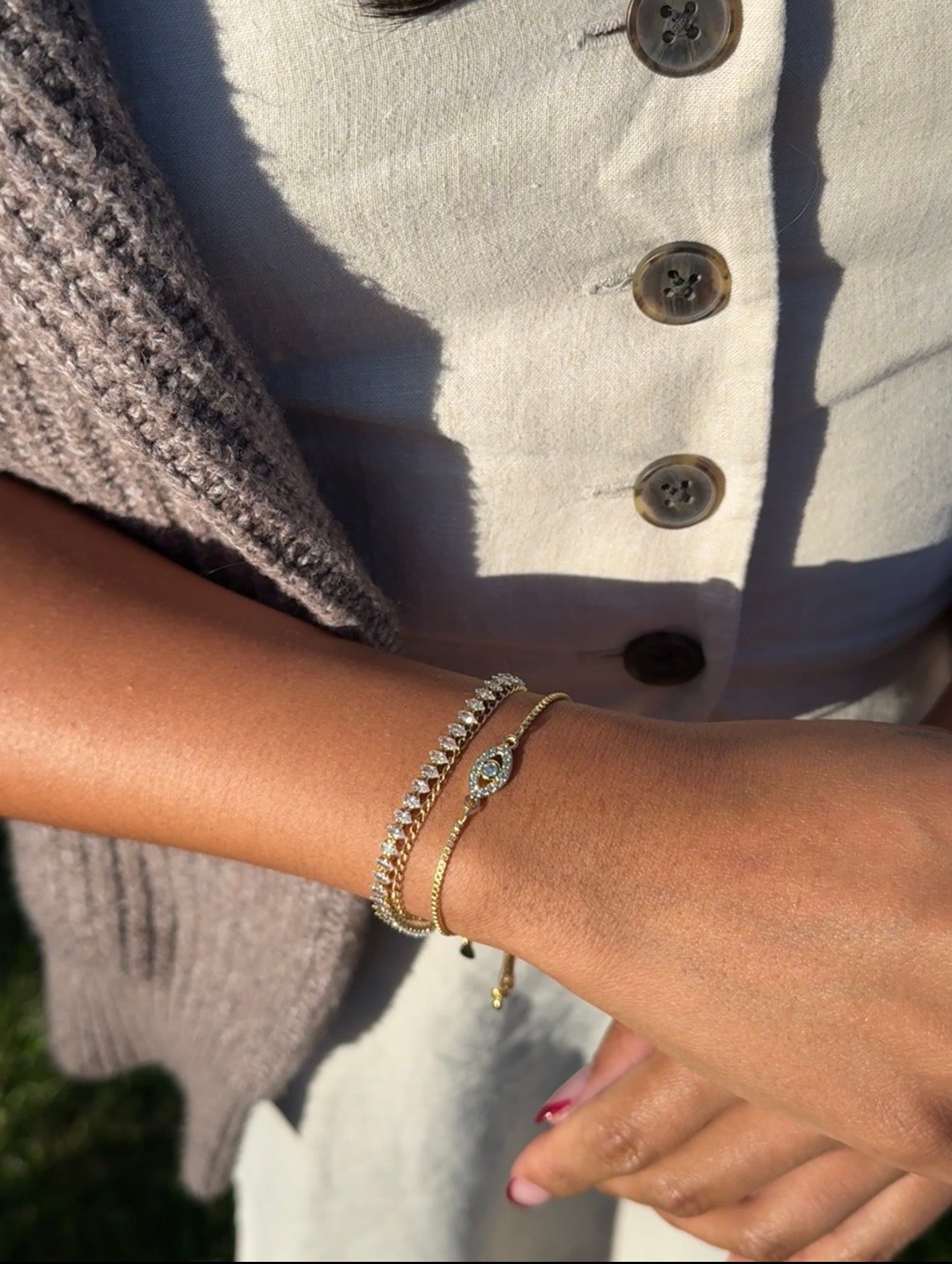 Evil eye adjustable bracelet