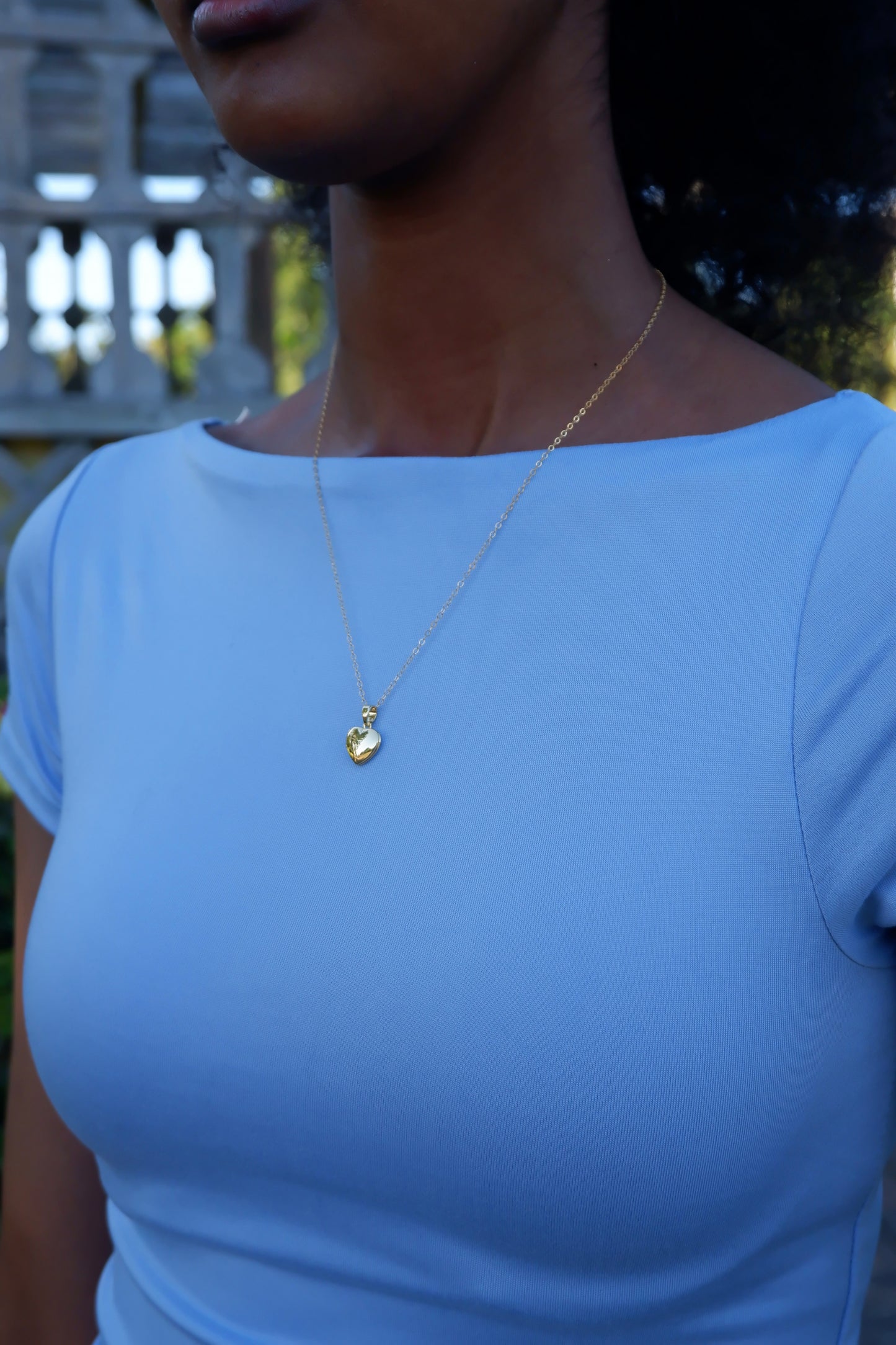 Puffy heart locket necklace