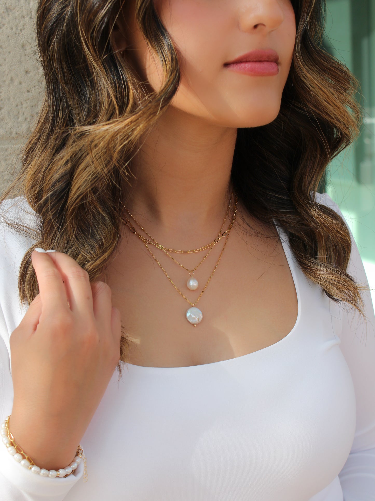 Pearl hoop charm | White pearl
