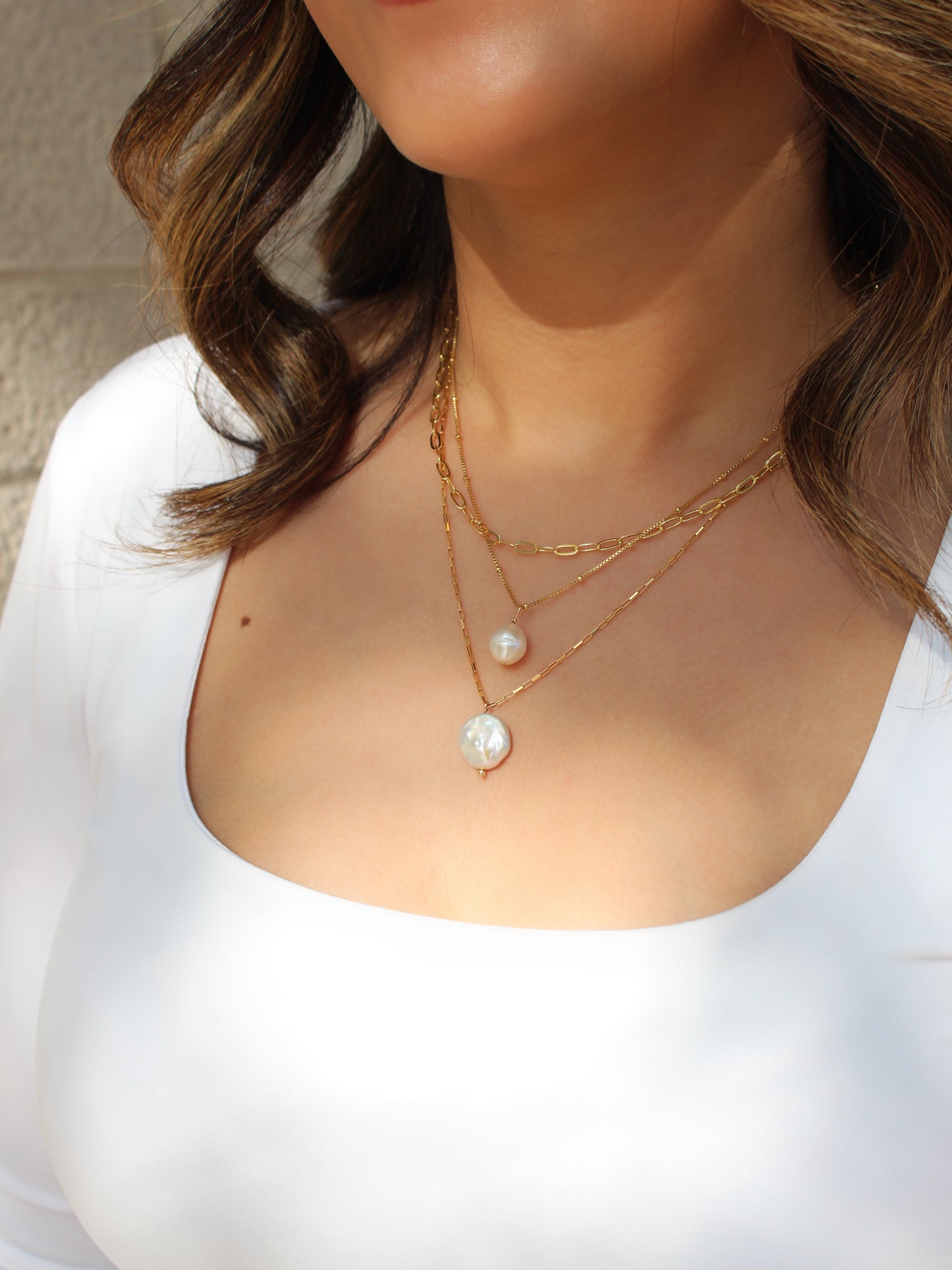 Pearl hoop charm | White pearl