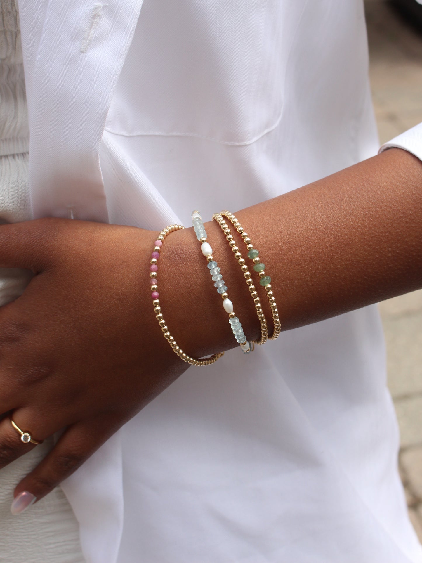 Lucia gold-filled beaded bracelet - Green