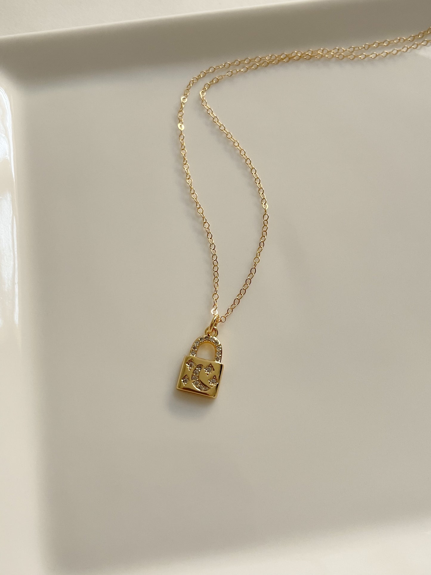 Dainty gold-filled locket necklace