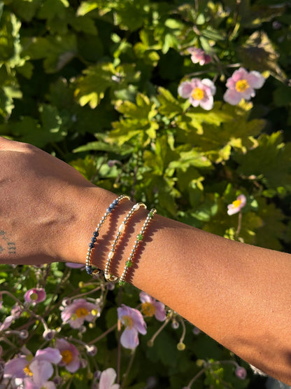 Isolde gemstone gold beaded bracelet