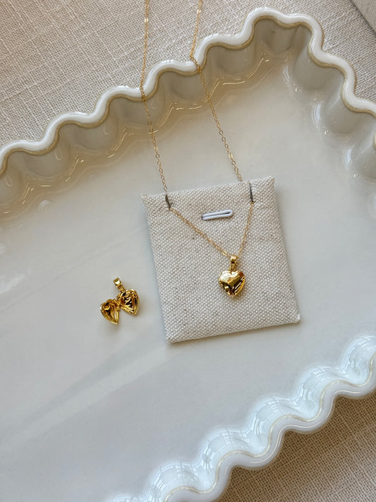 Puffy heart locket necklace