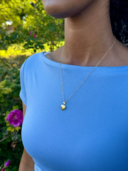 Puffy heart locket necklace