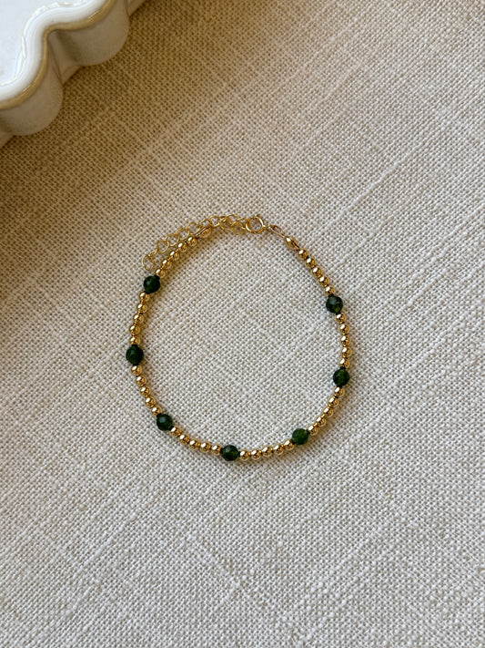 Isolde gemstone gold beaded bracelet
