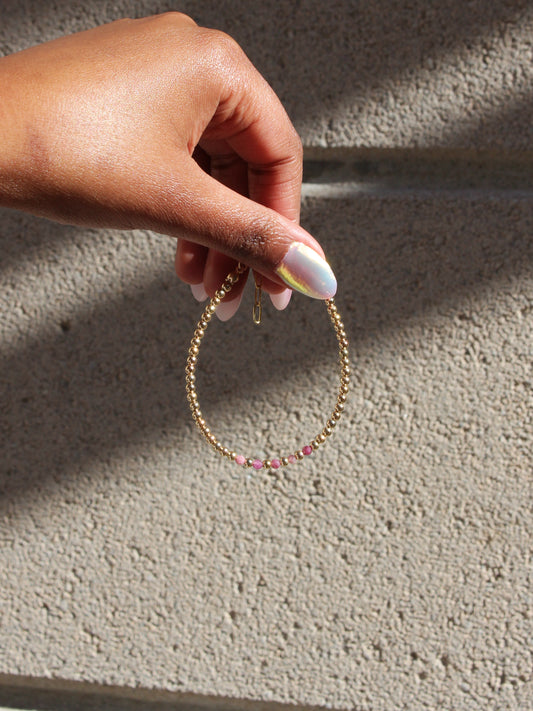Lucia gold-filled beaded bracelet - Pink