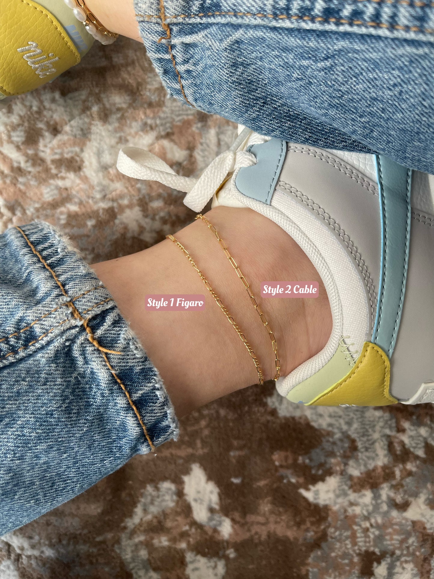 Dainty gold-filled chain anklets (7 Styles)