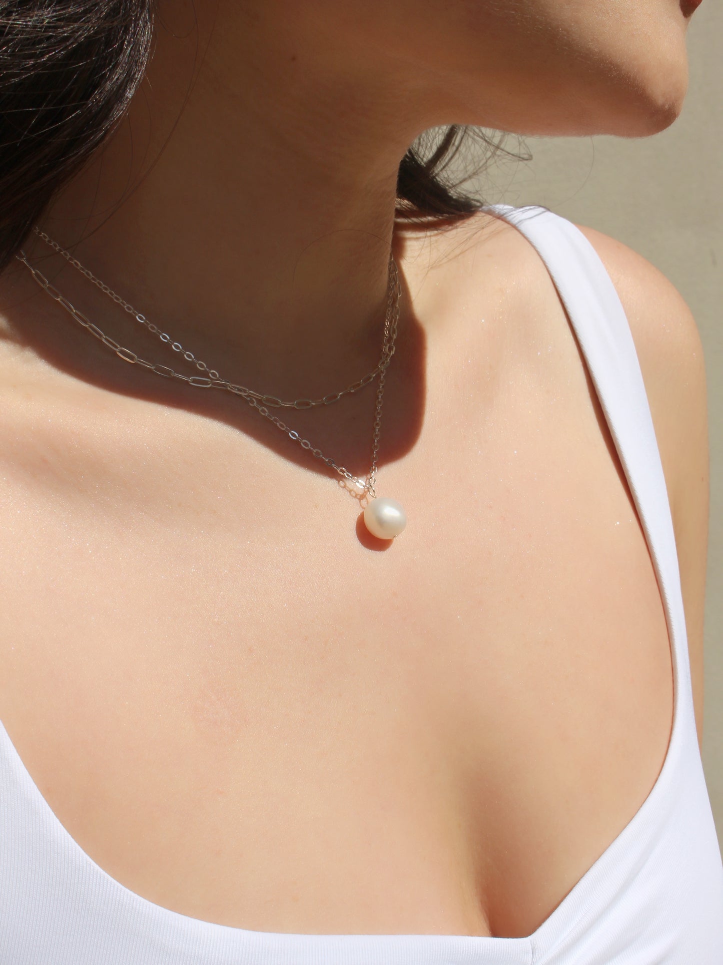 Large pearl necklace - Sterling silver
