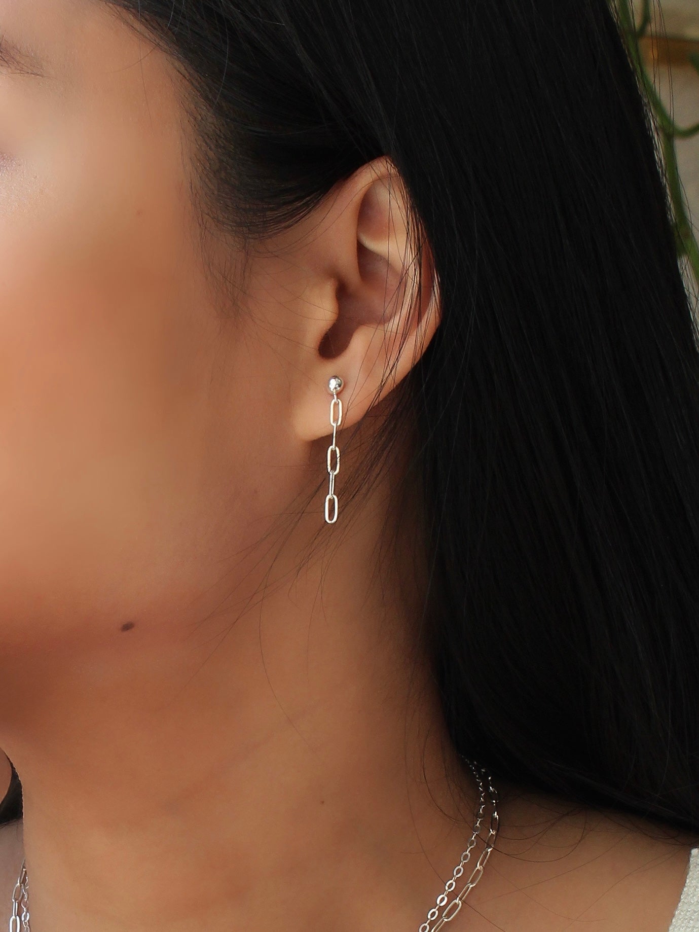 Mia chain stud earrings - Sterling silver