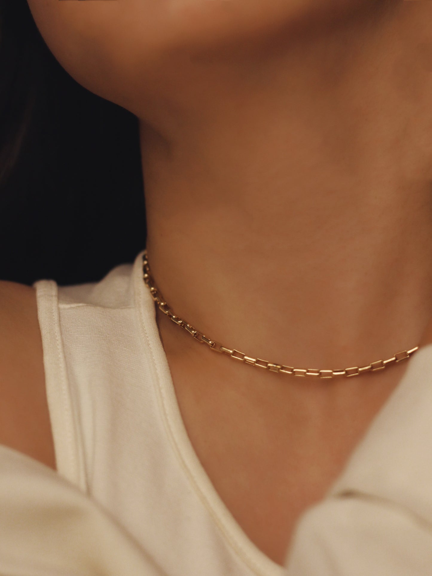 Dainty box chain necklace