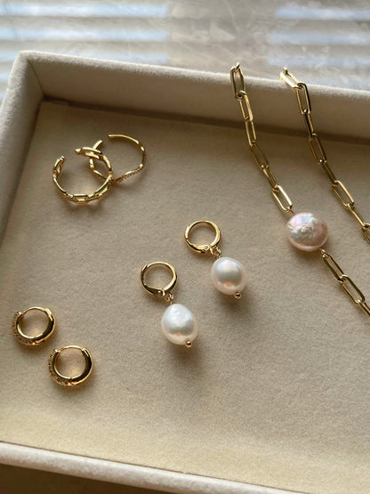 Anya pearl hoop earrings